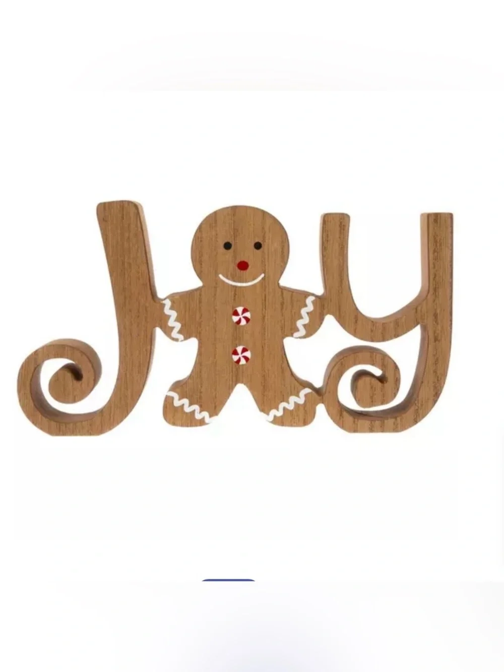 🆕- Christmas Wooden Gingerbread 'Joy' Holiday Accent